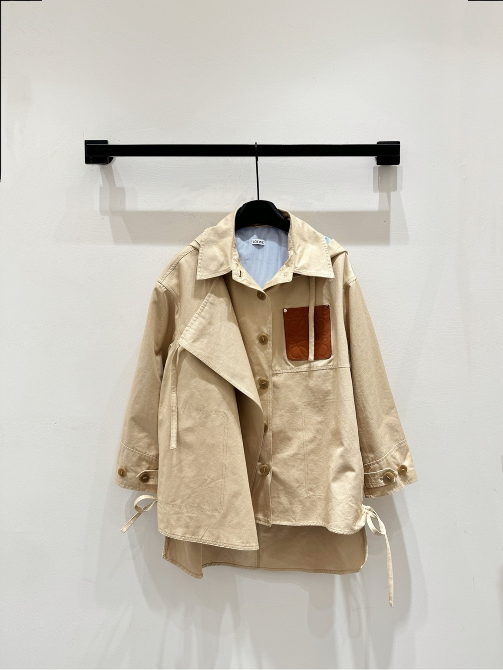 Loewe Beige Trench Coat with Brown Patch Pocket - Women's